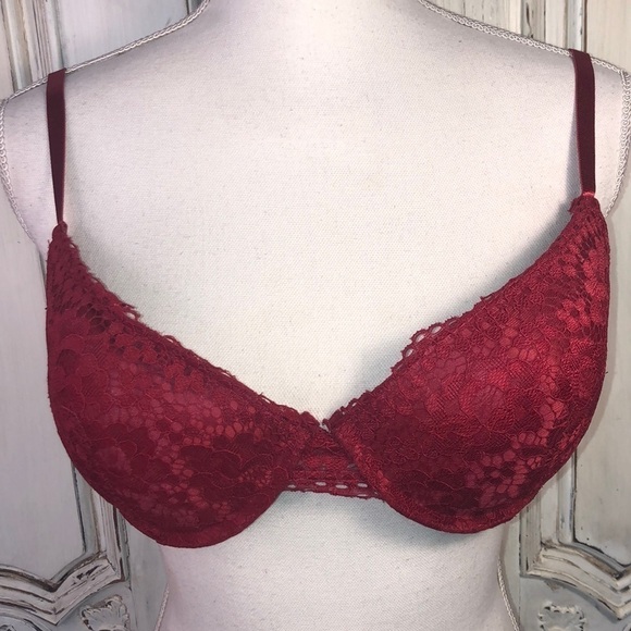 XOXO Lovely Red Lace Padded Push Up Bra Size 38 C - Picture 1 of 9